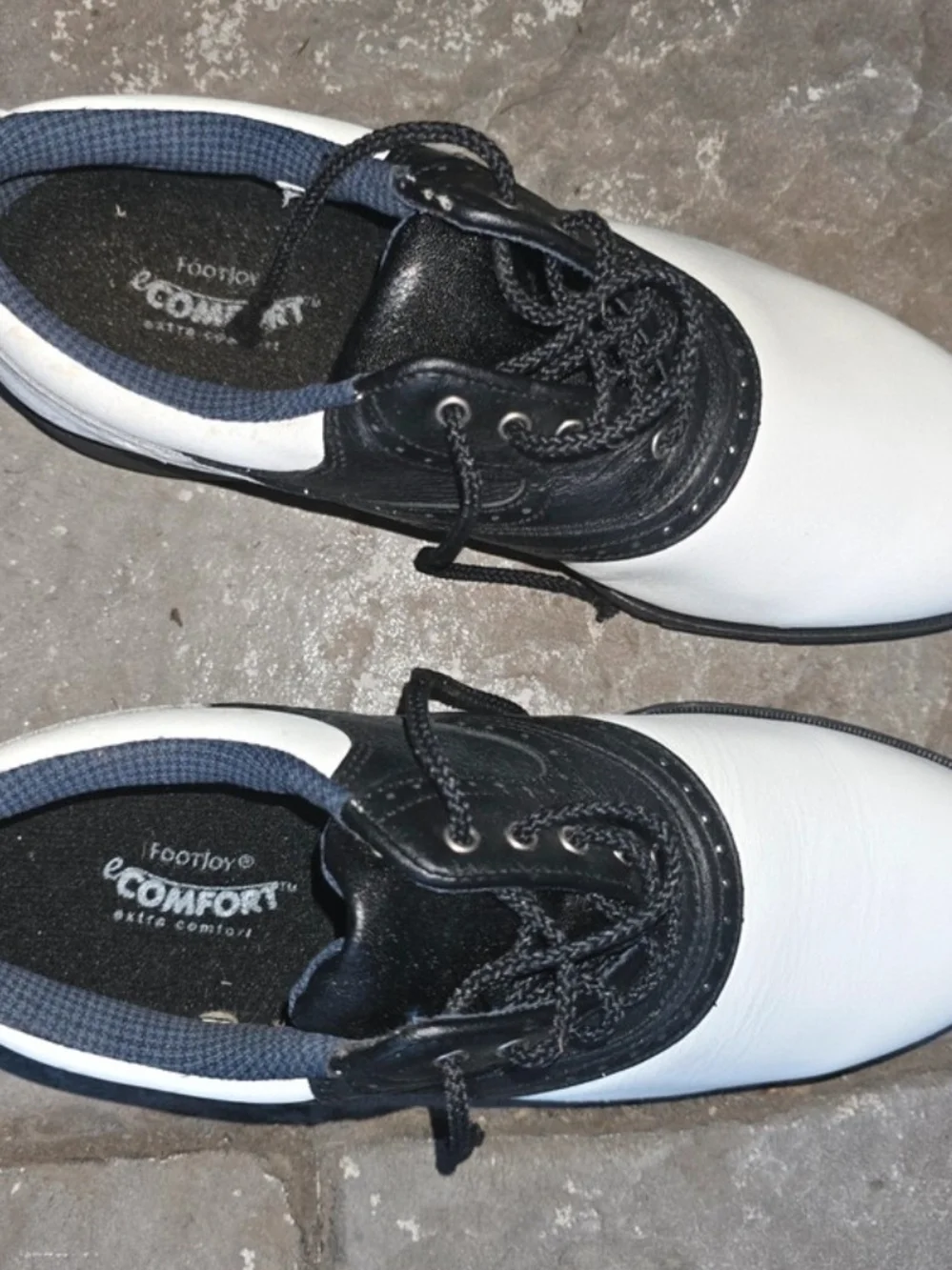 Mens FootJoy Golf Shoes - Size 8 - GUC - Spikes - Athletic White Black